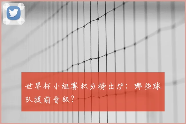 世界杯小组赛积分榜出炉:哪些球队提前晋级?